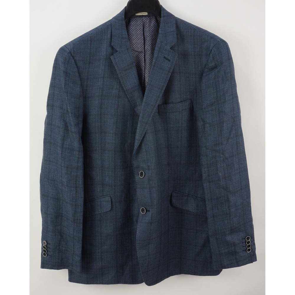 Joseph Abboud 100%‎ Slim Prince of Wales Plaid Sport Coat Men's 46L Blue Recent